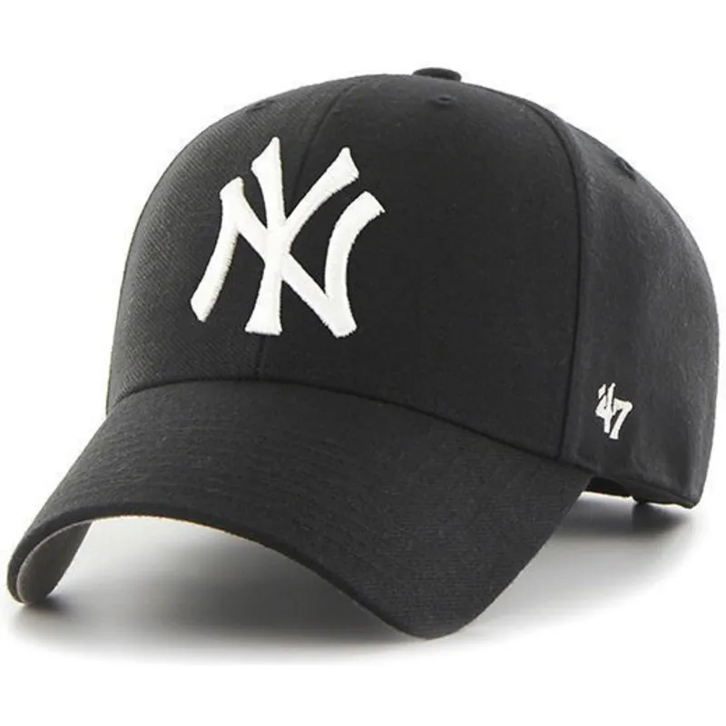 shapka-izvita-cherna-reguliruem-za-deca-na-new-york-yankees-mlb-ot-47-brand