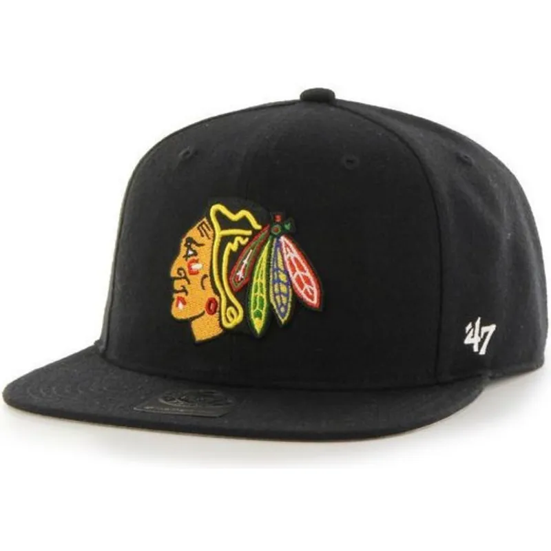shapka-ploska-cherna-snapbek-na-chicago-blackhawks-nhl-ot-47-brand