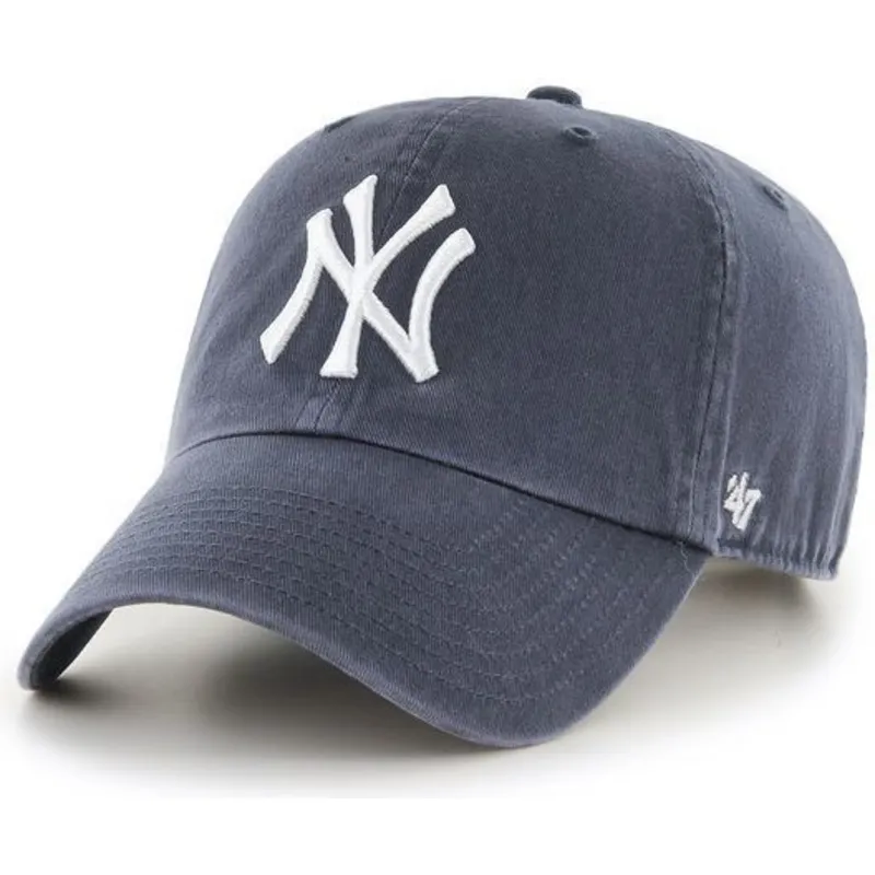 shapka-izvita-siv-reguliruema-denim-na-new-york-yankees-mlb-ot-47-brand