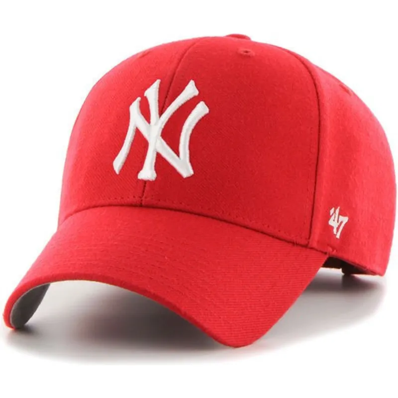 shapka-izvita-chervena-reguliruem-na-new-york-yankees-mlb-ot-47-brand