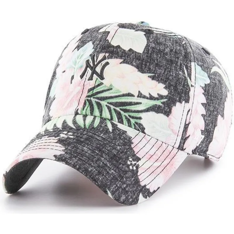 shapka-izvita-siv-reguliruem-estampado-floral-na-new-york-yankees-mlb-ot-47-brand