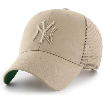 Шапка извита шапка тракер бежов снапбек на New York Yankees MLB от 47 Brand