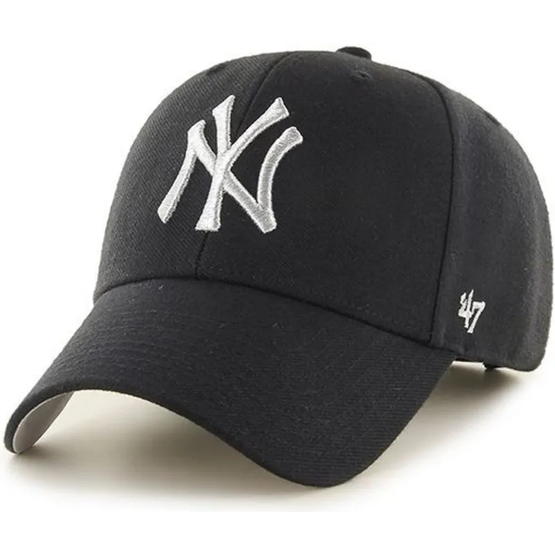 shapka-izvita-cherna-reguliruem-plata-na-new-york-yankees-mlb-ot-47-brand