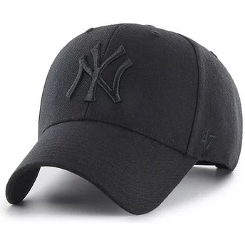 47 Brand Curved Brim Schwarzes Logo New York Yankees MLB MVP Snapback Cap schwarz