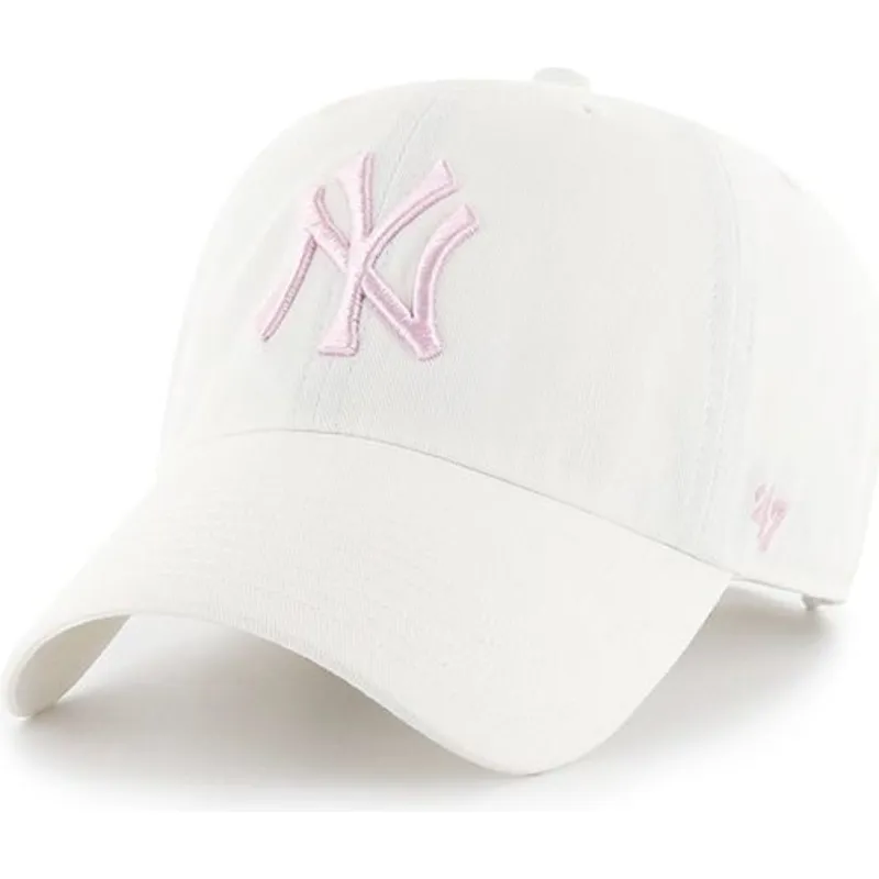 shapka-izvita-byala-reguliruem-rosa-na-new-york-yankees-mlb-ot-47-brand