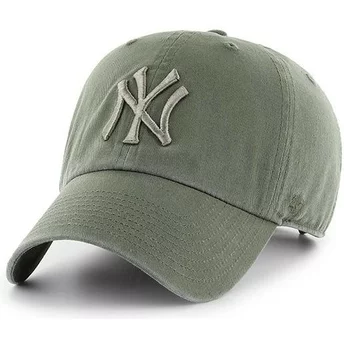 47 Brand Curved Brim Grünes Logo New York Yankees MLB Clean Up Cap hellgrün