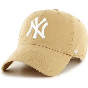 Кафява извита шапка на New York Yankees MLB Clean Up от 47 Brand