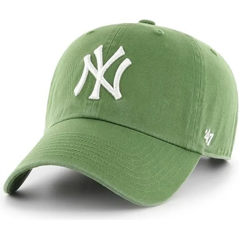 grune-farnfarbene-gebogene-kappe-von-new-york-yankees-mlb-clean-up-von-47-brand