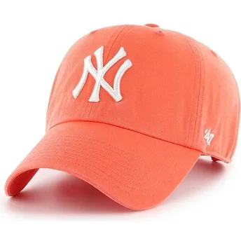 Buet kasket grapefrugt orange fra New York Yankees MLB Clean Up fra 47 Brand