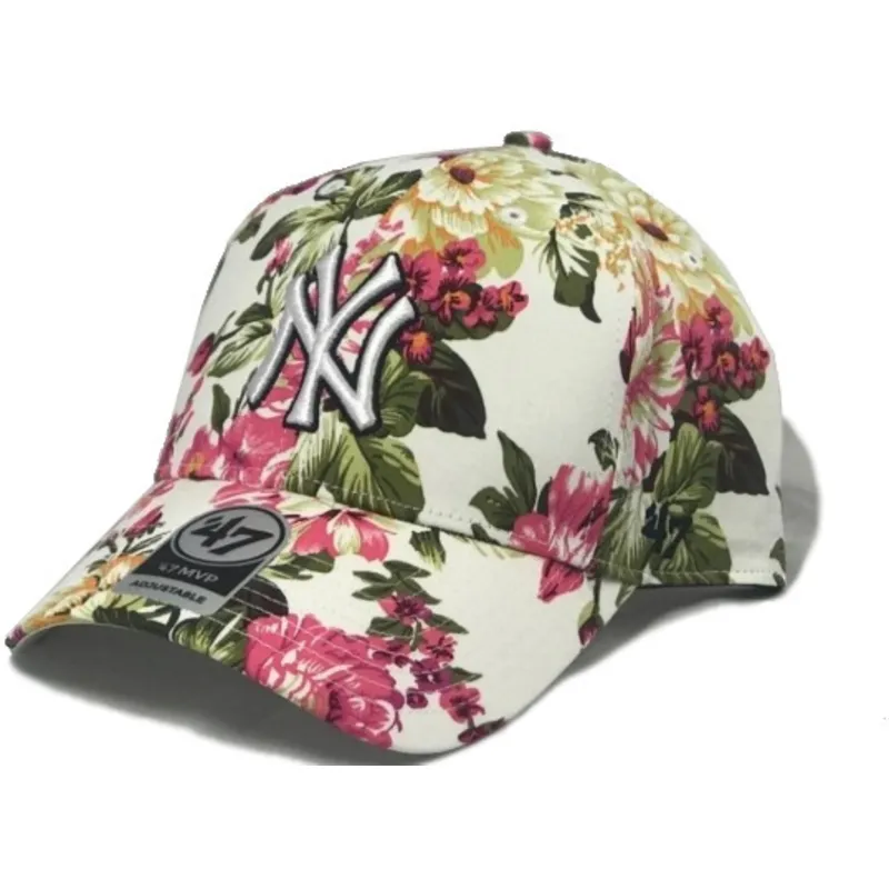 shapka-izvita-mnogocveten-reguliruem-estampado-floral-na-new-york-yankees-mlb-ot-47-brand