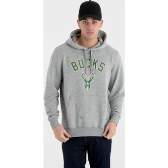 New Era Milwaukee Bucks NBA Pullover Hoodie Kapuzenpullover Sweatshirt grau