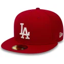 rote-anliegende-59fifty-essential-flat-cap-der-los-angeles-dodgers-mlb-von-new-era