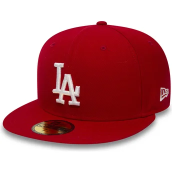 Червена плоска регулируема шапка 59FIFTY Essential на Los Angeles Dodgers MLB от New Era