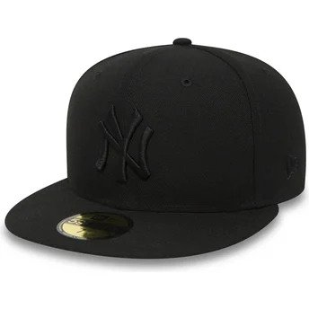 Шапка плоска черна прилепнала 59FIFTY Black on Black на New York Yankees MLB от New Era