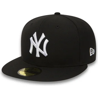 Schwarze enganliegende 59FIFTY Essential Flatcap der New York Yankees MLB von New Era