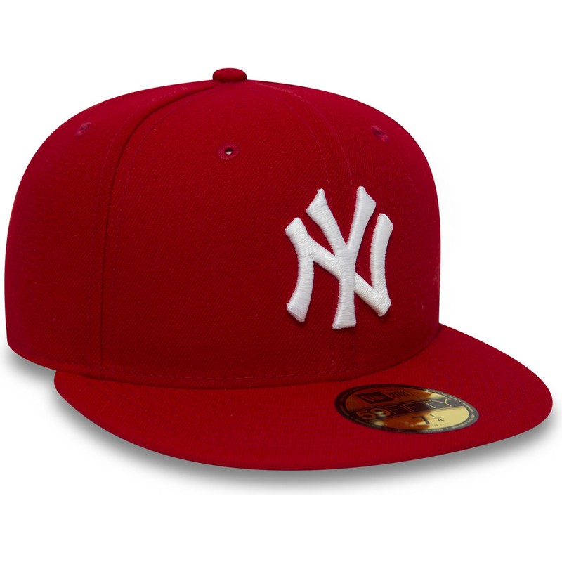 new-era-flat-brim-59fifty-essential-new-york-yankees-mlb-red-fitted-cap