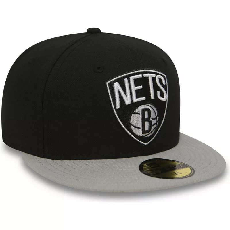 Gorra plana negra ajustada 59FIFTY Essential de Brooklyn Nets NBA de New Era