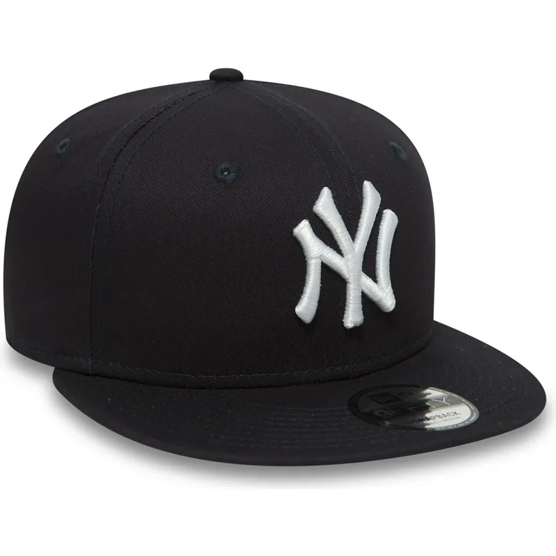 marineblaue-verstellbare-9fifty-essential-flat-cap-der-new-york-yankees-mlb-von-new-era