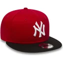 shapka-ploska-chervena-snapbek-ajustable-9fifty-cotton-block-na-new-york-yankees-mlb-ot-new-era