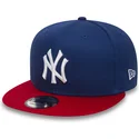 shapka-ploska-sinya-snapbek-ajustable-9fifty-cotton-block-na-new-york-yankees-mlb-ot-new-era