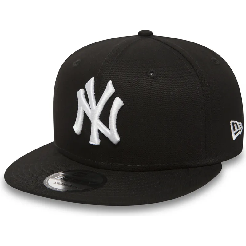 schwarze-verstellbare-9fifty-flatcap-white-on-black-der-new-york-yankees-mlb-von-new-era