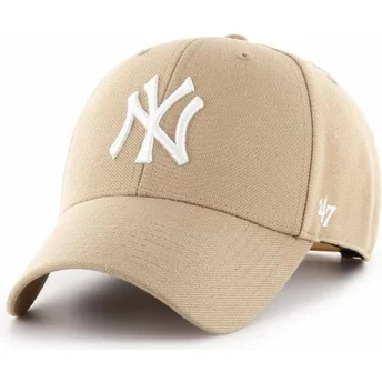 47 Brand Curved Brim New York Yankees MLB MVP Snapback Cap beige