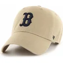 47-brand-curved-brim-schwarzes-logo-boston-red-sox-mlb-clean-up-cap-beige