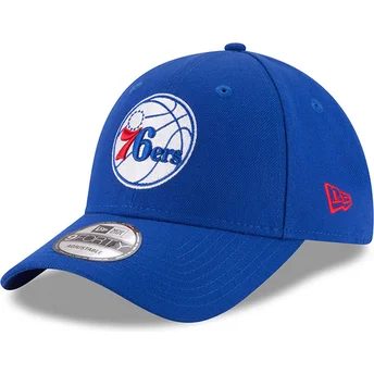 Blaue verstellbare Curved Cap 9FORTY The League der Philadelphia 76ers NBA von New Era