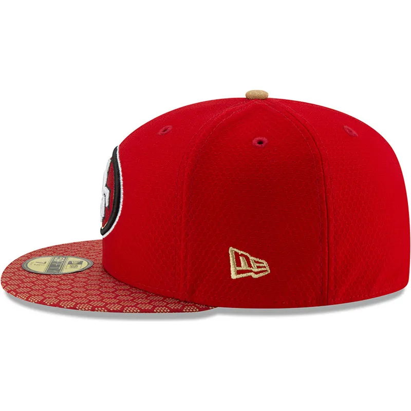 Gorra plana roja ajustada 59FIFTY Sideline de San Francisco 49ers