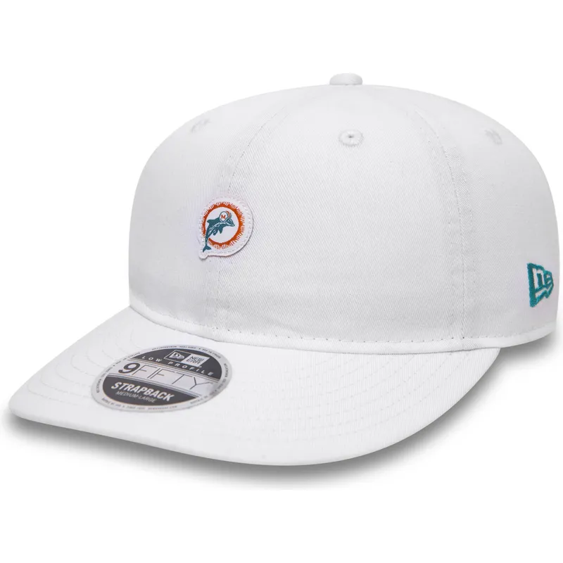 shapka-ploska-byala-snapbek-9fifty-low-profile-unstructured-na-miami-dolphins-nfl-ot-new-era