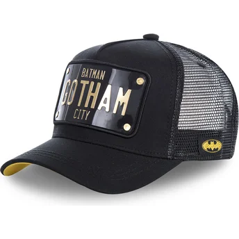 Sort trucker kasket med Batman Gotham City plade BATP1 DC Comics fra Capslab