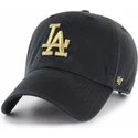schwarze-gebogene-kappe-mit-goldenem-los-angeles-dodgers-logo-mlb-clean-up-metallic-von-47-brand