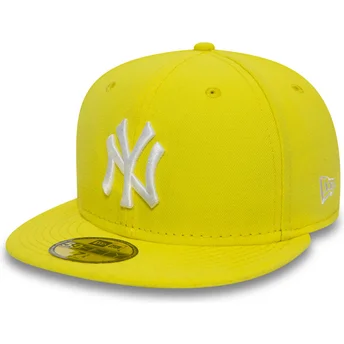 new-era-flat-brim-59fifty-essential-new-york-yankees-mlb-fitted-cap-gelb