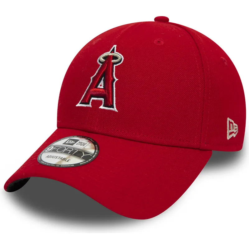 rote-verstellbare-gebogene-9forty-the-league-kappe-der-los-angeles-angels-mlb-von-new-era