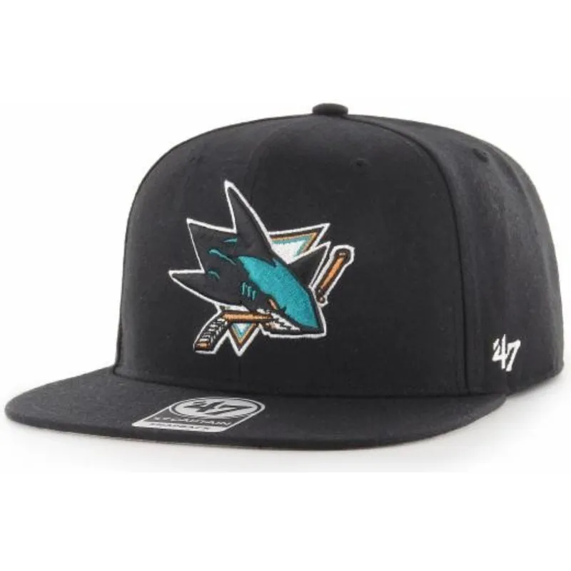 shapka-ploska-cherna-snapbek-captain-no-shot-na-san-jose-sharks-nhl-ot-47-brand