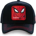 schwarze-snapback-cap-mit-gebogenem-schirm-spider-man-spi3-marvel-comics-von-capslab