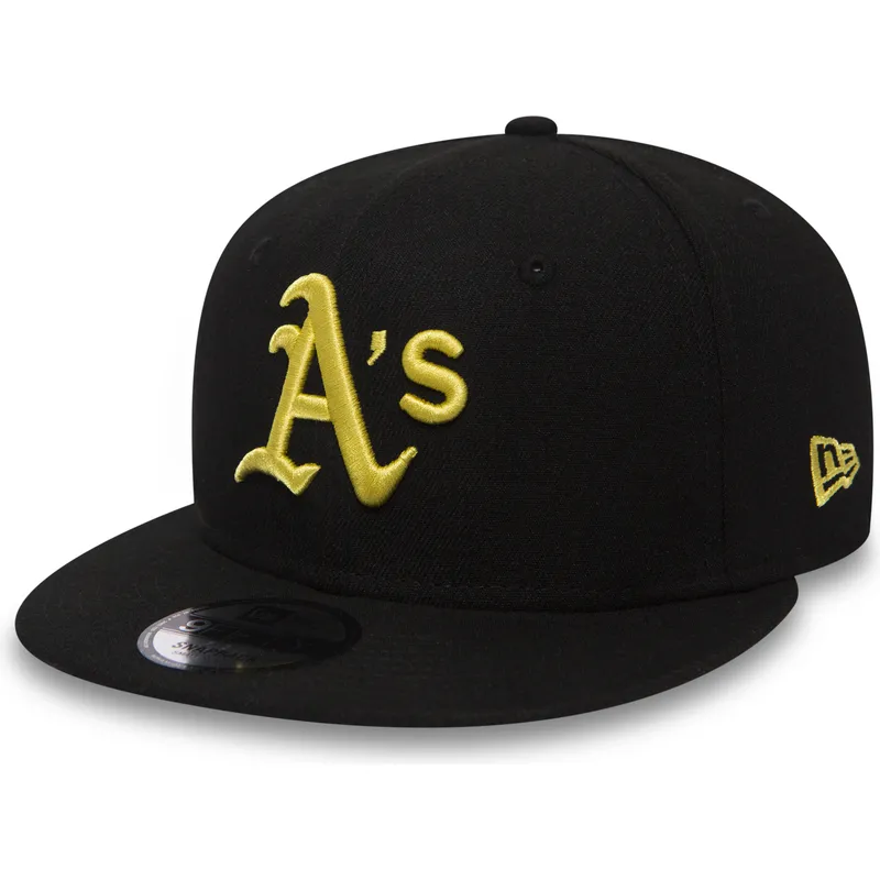 gorra-plana-negra-snapback-con-logo-amarillo-9fifty-essential-league-de-atlanta-braves-mlb-de-new-era