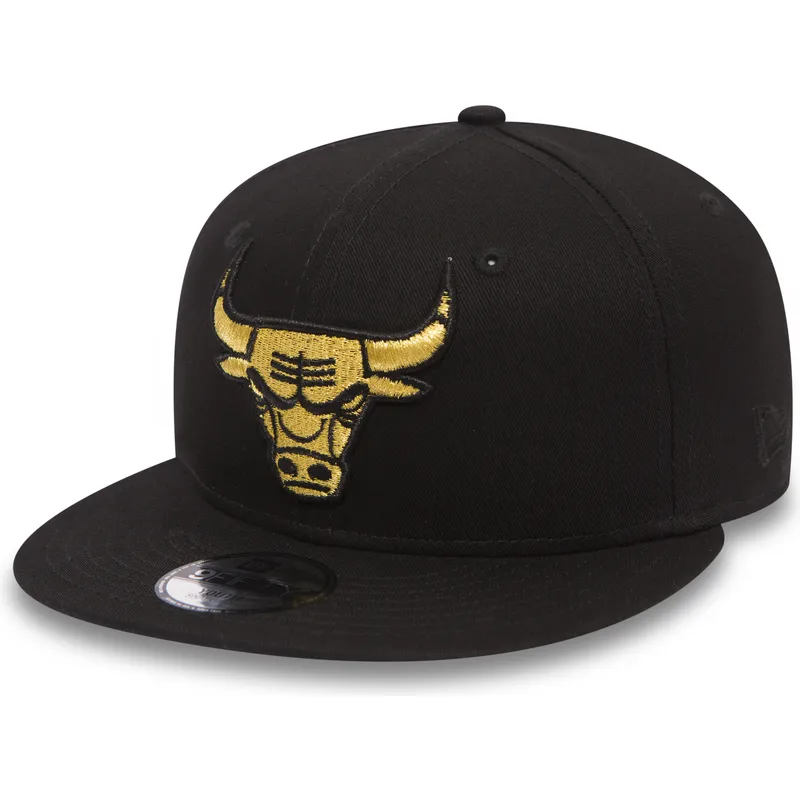 shapka-ploska-cherna-snapbek-za-deca-oro-9fifty-golden-na-chicago-bulls-nba-ot-new-era