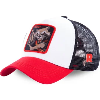 gorra-trucker-blanca-negra-y-roja-rocket-raccoon-roc2-marvel-comics-de-capslab