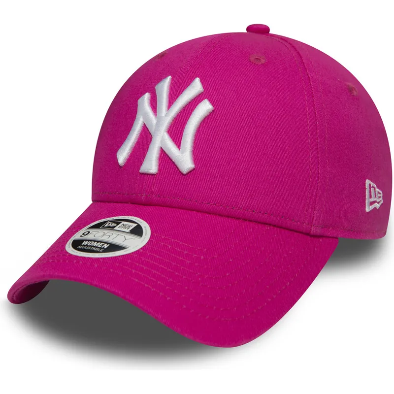 justerbar-lyserod-kurvet-kasket-9forty-essential-fra-new-york-yankees-mlb-fra-new-era