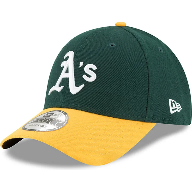 grune-und-gelbe-verstellbare-curved-cap-9forty-the-league-von-oakland-athletics-mlb-von-new-era