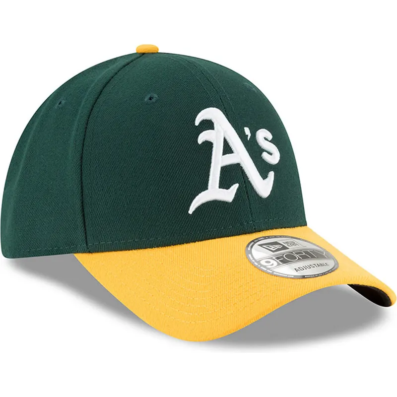 grune-und-gelbe-verstellbare-curved-cap-9forty-the-league-von-oakland-athletics-mlb-von-new-era