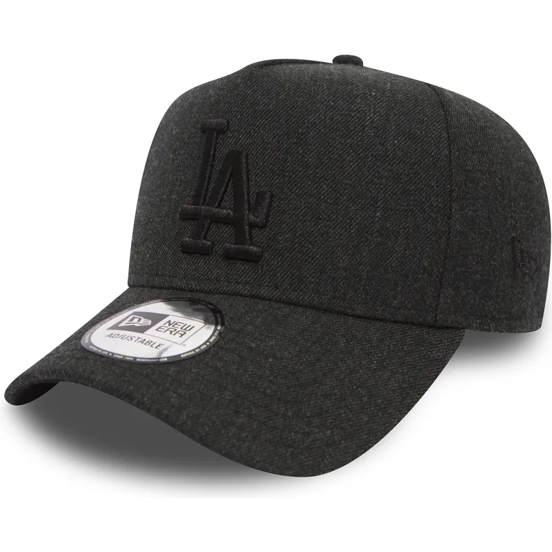 schwarze-verstellbare-gebogene-kappe-mit-schwarzem-logo-9forty-seasonal-heather-a-frame-der-los-angeles-dodgers-mlb-von-new-era