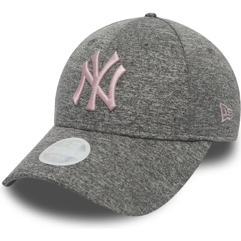 gra-justerbar-curved-cap-med-lyserodt-logo-9forty-tech-jersey-fra-new-york-yankees-mlb-fra-new-era