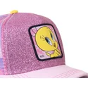 casquette-trucker-rose-a-paillettes-titi-twe4-looney-tunes-capslab