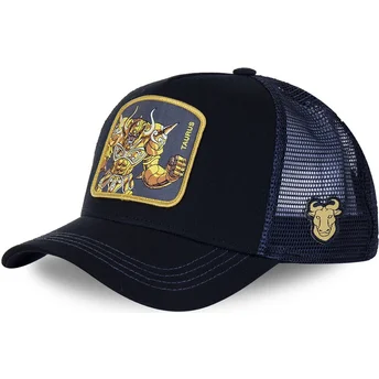 capslab-taurus-tau-saint-seiya-knights-of-the-zodiac-black-and-blue-trucker-hat