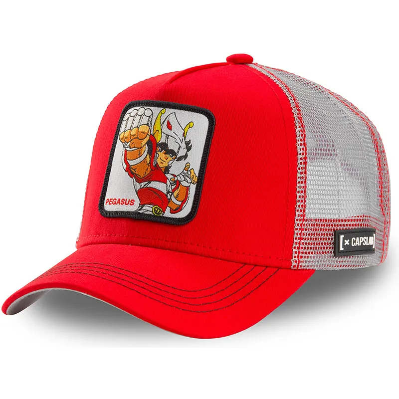 rote-und-weisse-trucker-kappe-seiya-von-pegasus-peg1-saint-seiya-die-ritter-des-zodiac-von-capslab
