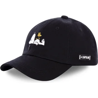 Sort snapback-kasket med buet skygge Snoopy og Emilio DOG Peanuts fra Capslab