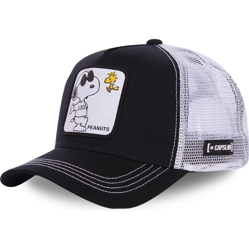 trucker-kasket-sort-og-hvid-snoopy-joe-cool-naw1-peanuts-fra-capslab