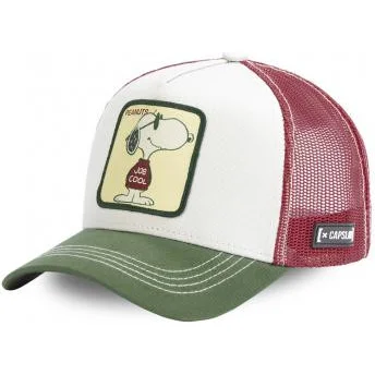 Hvid, brun og grøn trucker-kasket Snoopy Joe Cool JOE Peanuts fra Capslab